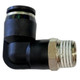 J.Racenstein Elbow Water Hose to Motor Thread, black and metallic water hose fitting with threaded end for connecting garden hose or water pipe to motor
