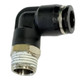 J.Racenstein Elbow Water Hose to Motor Thread, black plastic water hose fitting with metal threaded ends for connecting water hoses to motors and other equipment