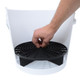 ProTool Bucket Guard for Round Buckets, close-up of a hand installing a black protective guard inside a white bucket.