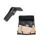 ProTool Holster, Super Duper, with Belt - A black tool holster with an adjustable strap and a beige pouch with yellow drawstrings inside a black carrying case.