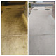 J.Racenstein F9 Double Eagle Degreaser Gal, before and after cleaning of concrete sidewalk with visibly improved surface.