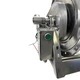 ProTool Reel 12v Electric Stainless Steel Hose Reel, detailed view of the stainless steel hose reel with a green button and metal frame, capable of holding 325ft of 1/2 inch or 400ft of 3/8 inch hose, with a 4000 psi pressure rating.