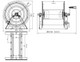 ProTool Reel Stainless Steel for 325ft 1/2in or 400ft 3/8in hose 4000psi, technical drawing showing dimensions and structure of a stainless steel hose reel for industrial use.