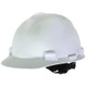 ProTool HardHat White Ratchet Slotted Polyethyle, safety helmet with adjustable ratchet suspension in white color for industrial and construction safety.