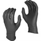 ProTool Gloves Nitrile 4Mil 50 pair 100 count Large Black, pair of black nitrile gloves shown on hands, protective medical or work gloves for safety and hygiene.