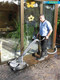 J.Racenstein Recovery Surface Cleaner 21in Mosmatic, professional cleaning equipment being used to clean a glass patio door.