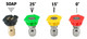 ProTool Nozzle Tip Quick Connect Pressure Washer 1/4in Plug, color-coded spray nozzle tips and soap dispenser for pressure washers.