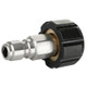 PressurePro M22 14MM Twist to 3/8in Plug Quick Connect, industrial pneumatic fitting with metal and plastic components for quick coupling.
