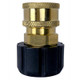 ProTool M22 14MM Twist to 3/8 QC Coupler, brass quick-connect coupling with knurled grip and black plastic base for air compressor accessories.