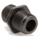 ProTool Nipple 3/8 MPT to 3/8 MPT Banjo, black plastic hydraulic fitting with threaded ends and ribbed exterior for secure connection.
