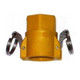 ProTool Coupler 3/4in x 3/4in GH Female Thread, yellow cylindrical coupler with metal rings on each side for secure connection.