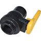 ProTool Valve Banjo 3/4in, black and yellow valve with a threaded black connection and yellow handle