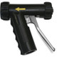 J.Racenstein Spray Gun Softwash SS Variable Spray Blk, black softwash spray gun with silver handle and yellow arrow for spray direction.