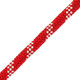 J.Racenstein Rope Kernmantle 7/16in Red 600ft, close-up of red and white braided climbing rope with textured surface for safety and durability.