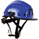 J.Racenstein PMI Advantage Helmet Blue, blue safety helmet with adjustable straps and ventilation latches.