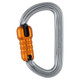 Petzl Bm`D Carabiner Triact Action, metallic carabiner with orange locking mechanism for climbing and safety gear.
