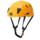 J.Racenstein Helmet Spin ANSI Orange Kong, safety helmet with adjustable chin strap and ventilation holes for climbing and outdoor activities.