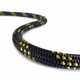 Teufelberger KMIII Rope 7/16in Max, close-up image of black and yellow braided climbing or utility rope with detailed texture on white background.