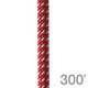 Teufelberger KMIII Rope The Fly 7/16in, a close-up image showing the detailed red and white braided climbing rope.