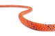 Teufelberger Rope KMIII 1/2in Orange, close-up of the bright orange climbing rope with blue accents on a white background.