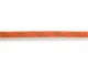 Teufelberger Rope KMIII 1/2in Orange, close-up of the durable, high-strength orange rope with blue and black accents against a white background.