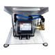 ProTool HydroBoost Portable Water Fed Pole Booster Pump, compact water-fed pole booster pump with blue hoses and brass fittings mounted on a metallic frame.