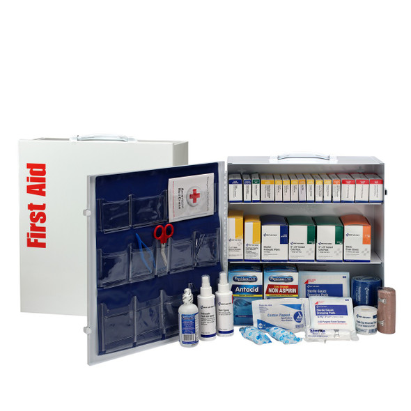 100 Person 3 Shelf First Aid Metal Cabinet, ANSI B+, Type I & II with Medication