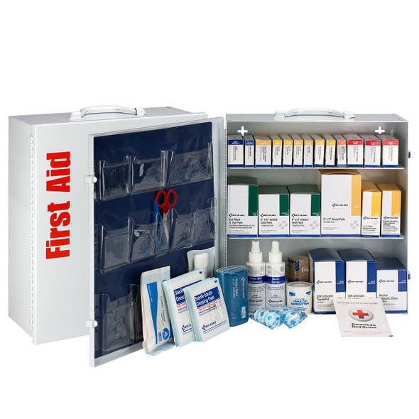 100 Person 3 Shelf First Aid Metal Cabinet, ANSI B+, Type I & II, without Medications