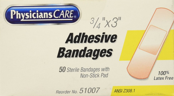 Plastic Bandages 3/4" x 3", 50 per Box