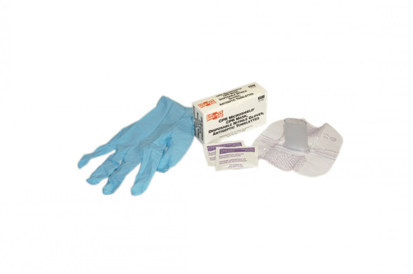 CPR First Aid Kit Includes 5 Piece CPR Micro shield, Gloves, and Antiseptic Wipes Kit
