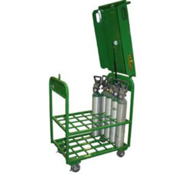 24D & E Medical Cylinders Carrier, Swivel Casters, Wheels SC-23, SC-24, Lockable Opening Top