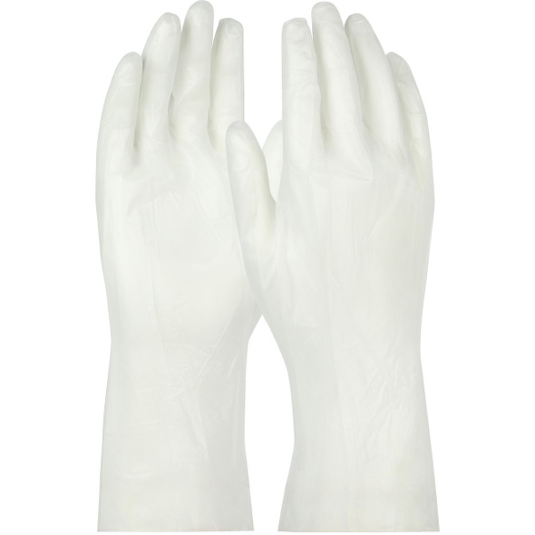 12" Cl 100 Stat Dis PolyTuff 5 mil 5PR/BG,10 bg/cs LARGE,QRP - Size L, Clear  - CE Chemical Gloves