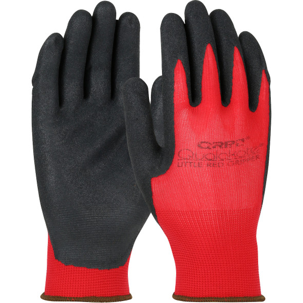 Grip Nitrile Palm Dip/Red Nylon Knit MD Green Cuff - Size M, Red 1 Case - CE Seamless Knit Gloves