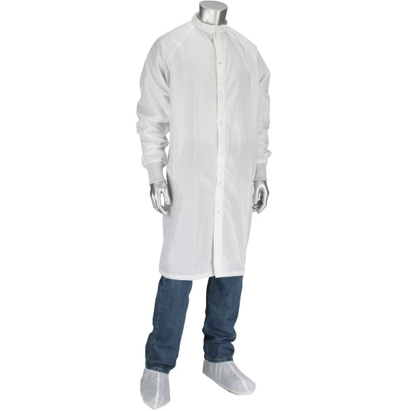 White Frock With Raglan Sleeve And Knit Cuff Snap Opening - Size S, White, Reusable Clothing, 1 Unit