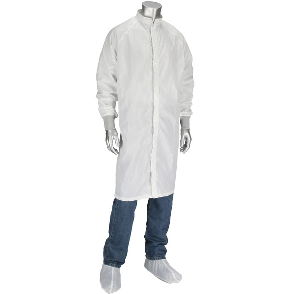 White Frock With Raglan Sleeve And Knit Cuff Zip Opening - Size XL, White, Reusable Clothing, 1 Unit