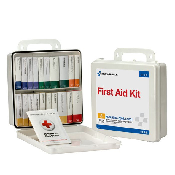 50 Person ANSI 2021 Class A, 24 Unit Plastic First Aid Kit