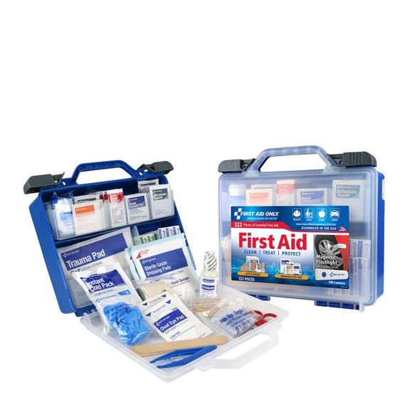 Clear Cover Intermediate First Aid Kit, 322 Piece, with flashlight