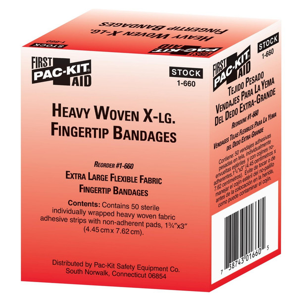 Heavy Woven Extra Large Fingertip Bandages, 50 Per Box