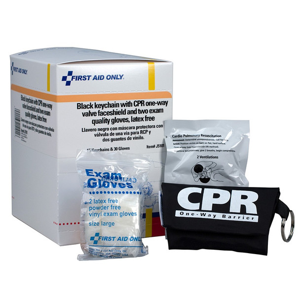 CPR Mask with Gloves Keychain, 15 Per Box