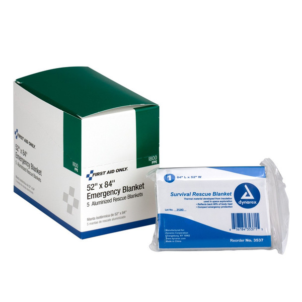Aluminized Rescue Blanket, 5 Per Box