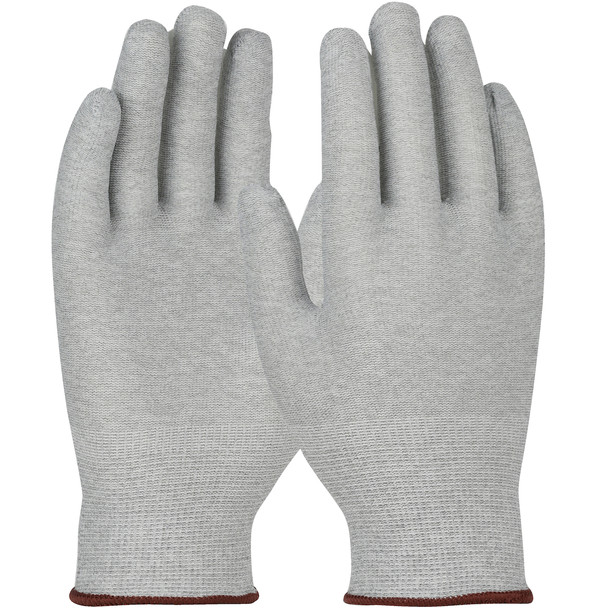 Grey Cuff Nylon ESD Uncoated 12/Pr Pk 10 Pk/Cs XX-LARGE - Size 2XL, Gray 1 Case - CE Seamless Knit Gloves
