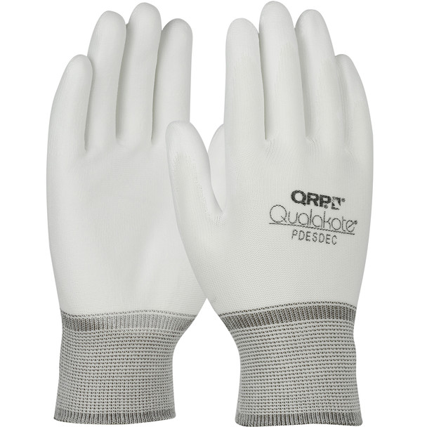 ESD WhtNy SpanWrist/overlock PUPD 12pr/pk 10pk/cs XL - Size XL, White 1 Case - CE Seamless Knit Gloves