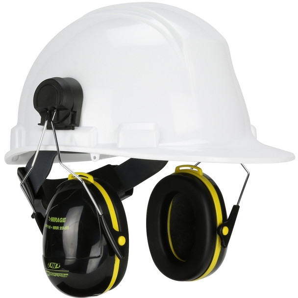 Wire Cap Mounted Ear Muff, 23 Db Nrr, Universal,Blk./Ylw. - Size Os, Black, Ear Muffs, 1 Pair