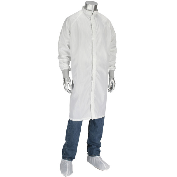 White Frock With Raglan Sleeve And Knit Cuff Zip Opening - Size M, White, Reusable Clothing, 1 Unit