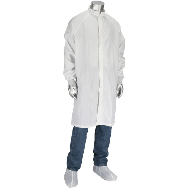 White Frock With Raglan Sleeve And Knit Cuff - Size XL, White, Reusable Clothing, 1 Unit