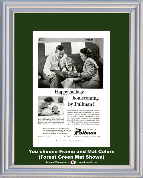 1957 57 Pullman Train Railroad Railway Home for the Holidays Vacation Travel Vintage Ad