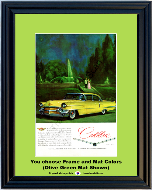 1956 Cadillac Fleetwood Sixty Special Vintage Ad Jewels by Harry Winston Necklace 56 **You Choose Frame-Mat Colors-Free USA Priority Shipping**