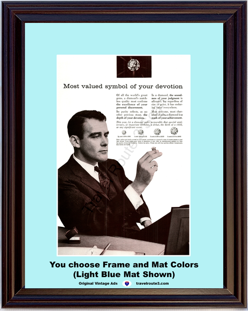 1956 Diamond Ring Anniversary Vintage Ad Birthday Debut Child Birth Symbol of Your Devotion 56 *You Choose Frame-Mat Colors-Free USA S&H*