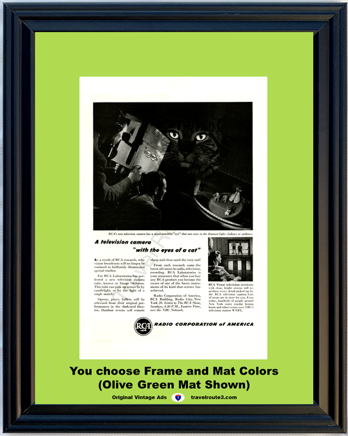 1946 RCA Television Camera Eyes of a Cat Vintage Ad Radio Corporation of America 46 *You Choose Frame-Mat Colors-Free USA S&H*