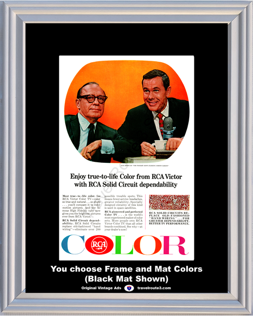 1965 Johnny Carson Jack Benny Vintage Ad Tonight Show RCA Victor Color Television TV 65 *You Choose Frame-Mat Colors-Free USA S&H*